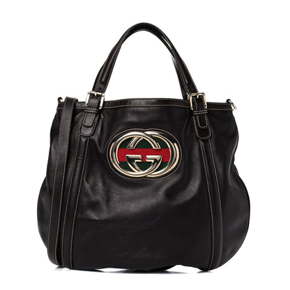 Gucci Calfskin Medium Britt Tote Dark Brown 1 of 12