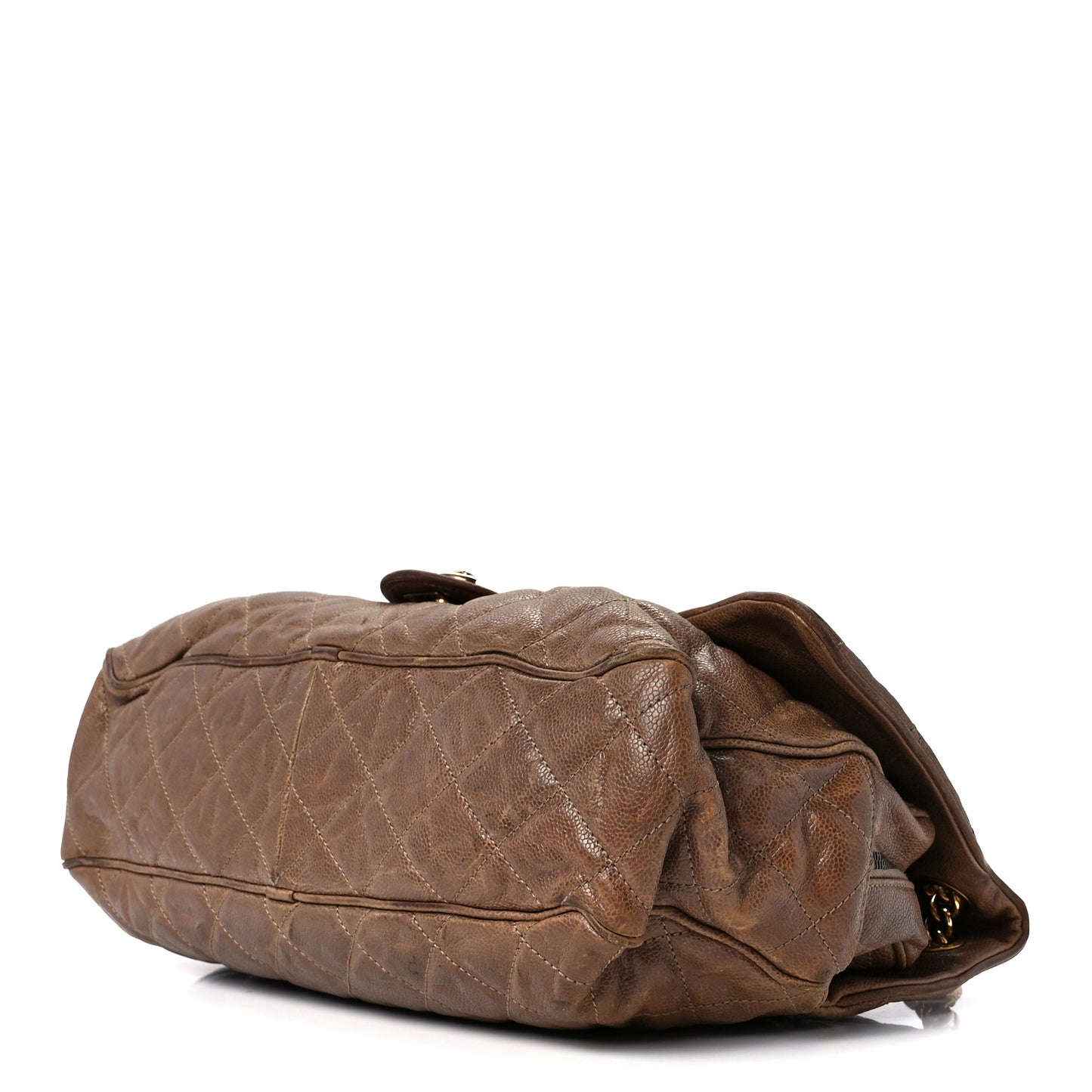 Crumpled Caviar Quilted Large Shiva Flap Brown