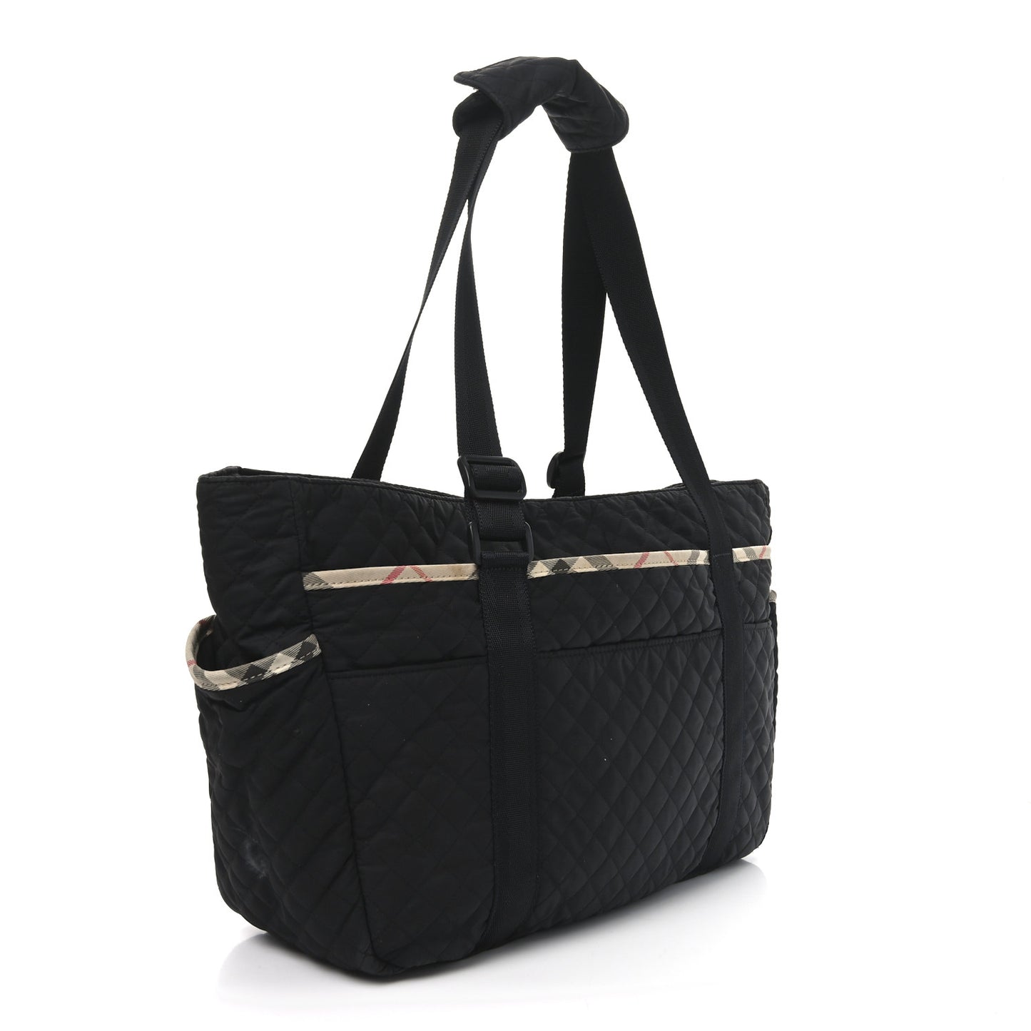Nylon Quilted Diaper Bag Black