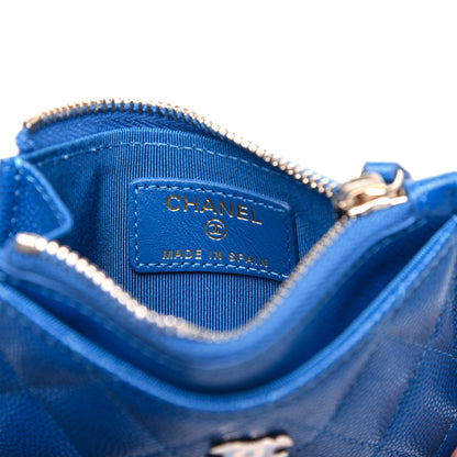 Chanel Caviar Quilted CC Zip Card Holder Blue 8 of 10