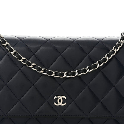 Chanel Lambskin Quilted Wallet On Chain WOC Navy Blue 9 of 13