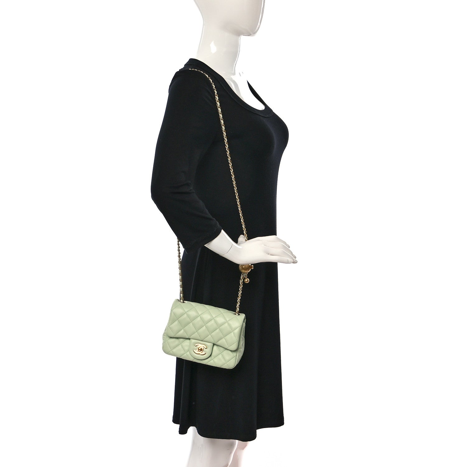 Chanel Lambskin Quilted Mini Pearl Crush Flap Light Green 2 of 12