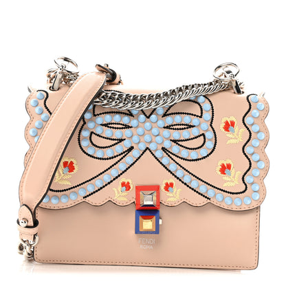 Fendi Vitello Liberty Scalloped Studded Flowers and Bows Small Kan I Shoulder Bag Plaster Multicolor 1 of 15