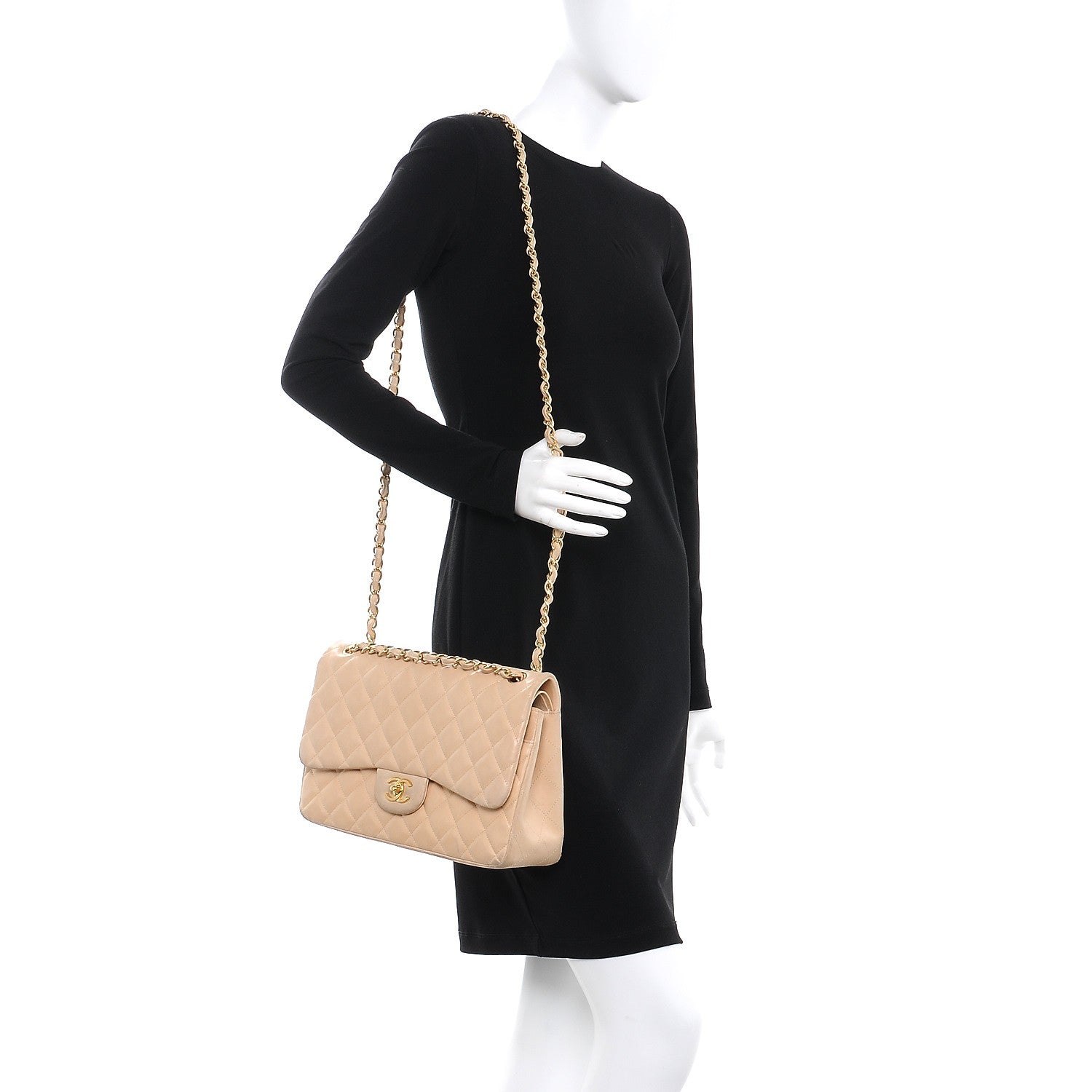 Chanel Lambskin Quilted Jumbo Double Flap Bag Beige 2 of 10
