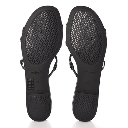 Hermes Rubber Chaine d'Ancre Rivage Sandals 39 Black 6 of 8