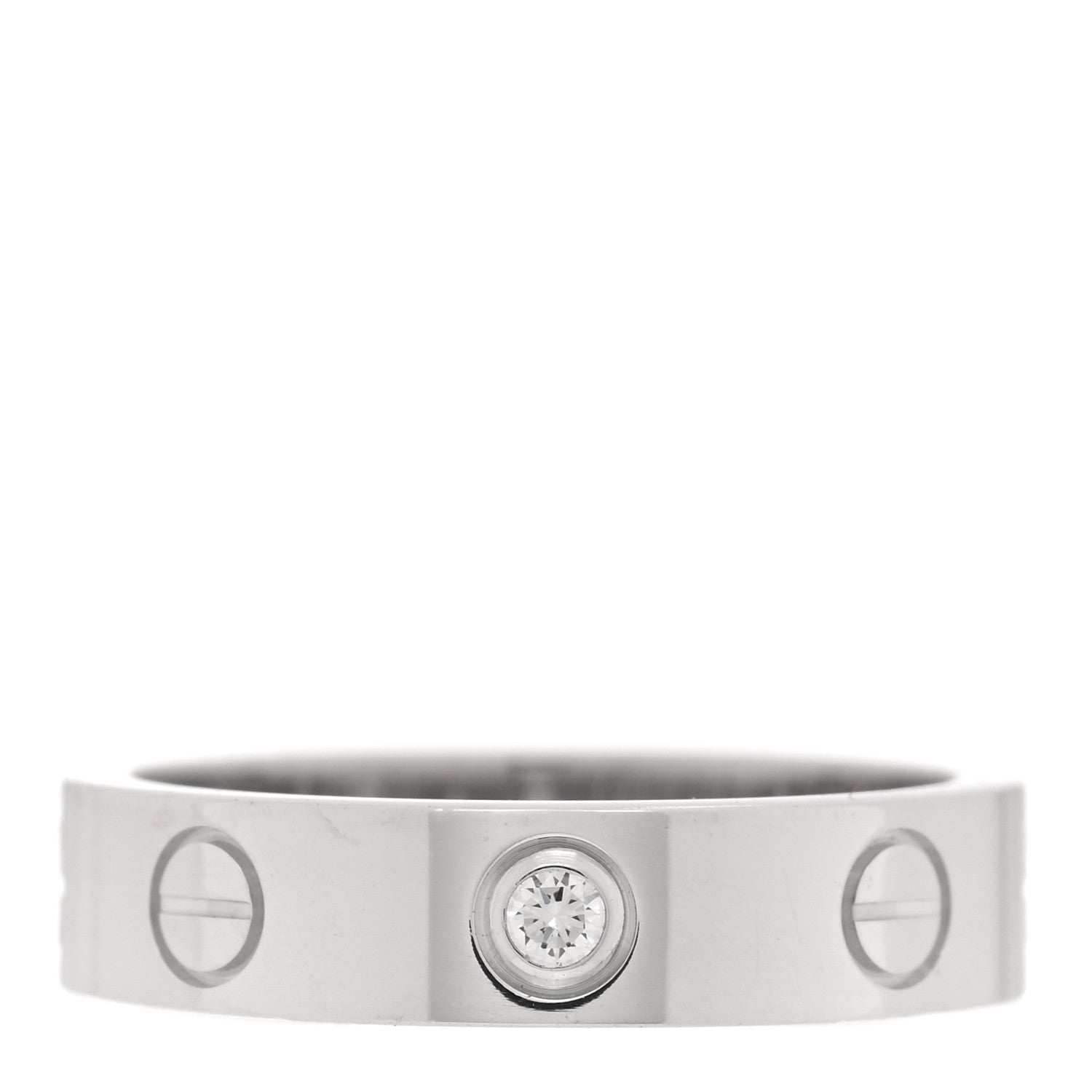 Cartier 18K White Gold Diamond 4mm LOVE Wedding Band Ring 47 4 1 of 5