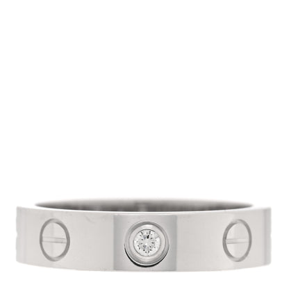 Cartier 18K White Gold Diamond 4mm LOVE Wedding Band Ring 47 4 1 of 5