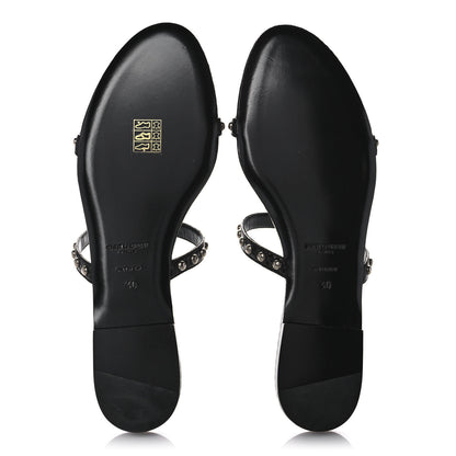 Saint Laurent Snakeskin Embossed Studded Gia Sandals 40 Black 5 of 8