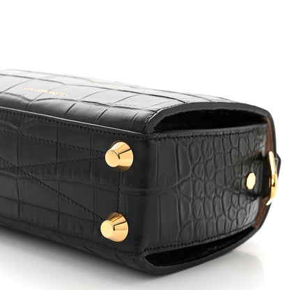 Alexander McQueen Calfskin Crocodile Embossed Box Shoulder Bag 19 Black 9 of 10