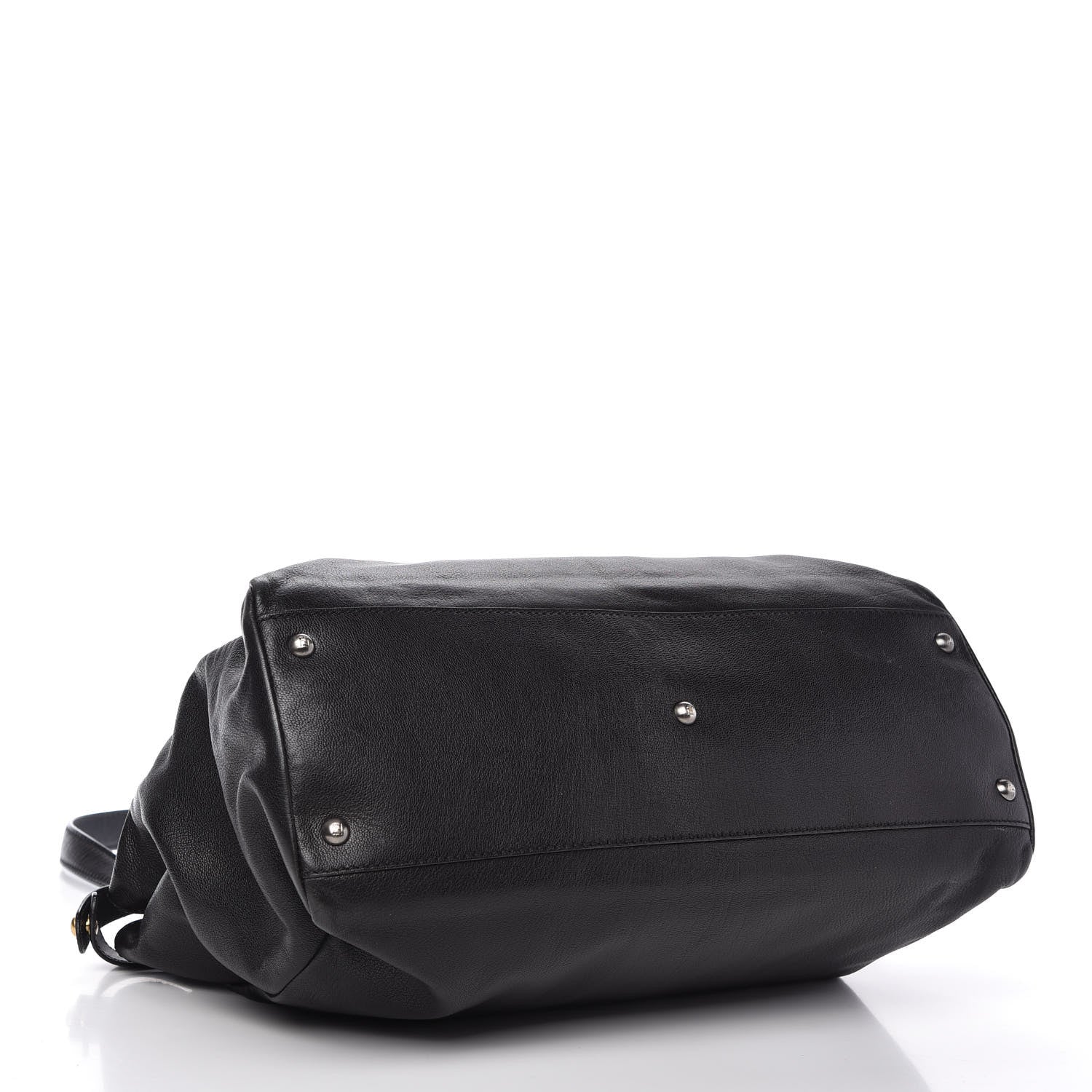 Fendi Goatskin Zucca Large Peekaboo Iconic Satchel Black Tobacco 4 of 10