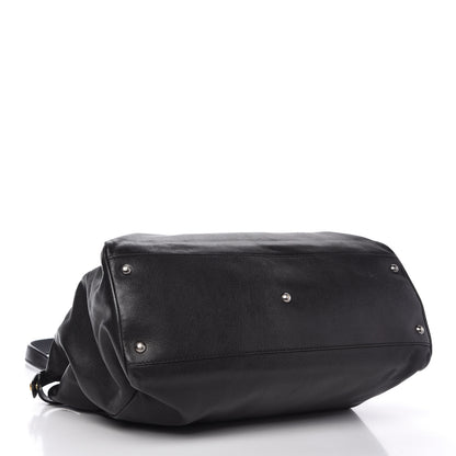 Fendi Goatskin Zucca Large Peekaboo Iconic Satchel Black Tobacco 4 of 10