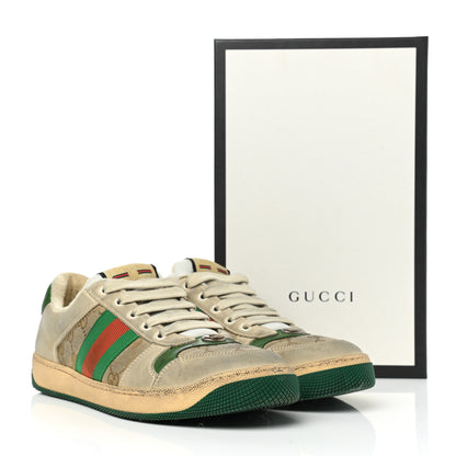 Gucci GG Monogram Nubuck Web Womens Screener Sneakers 40.5 New Sand Dusty Milk Vintage Green 9 of 9