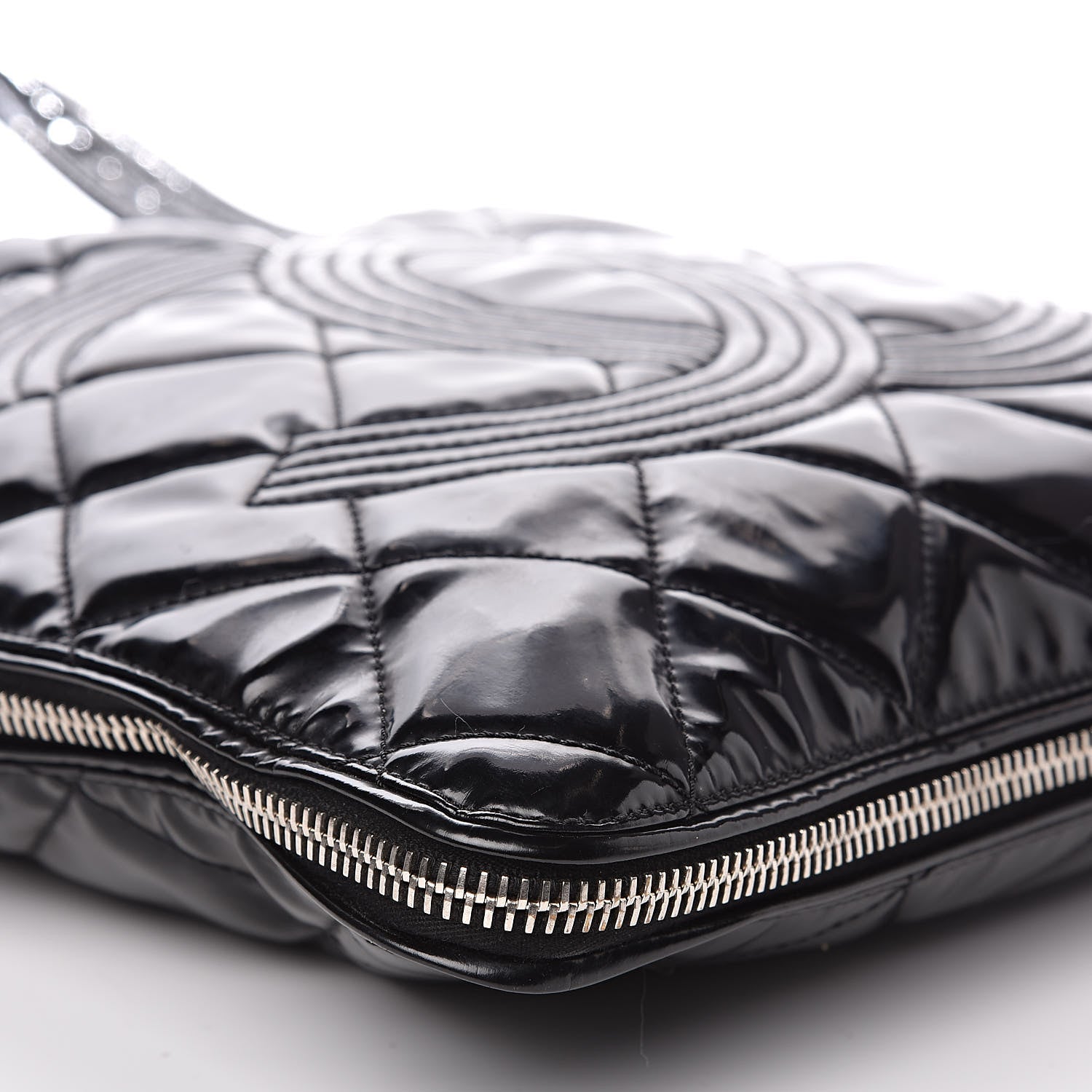 Chanel Patent Quilted Expandable CC Shoping Tote Black 8 of 13