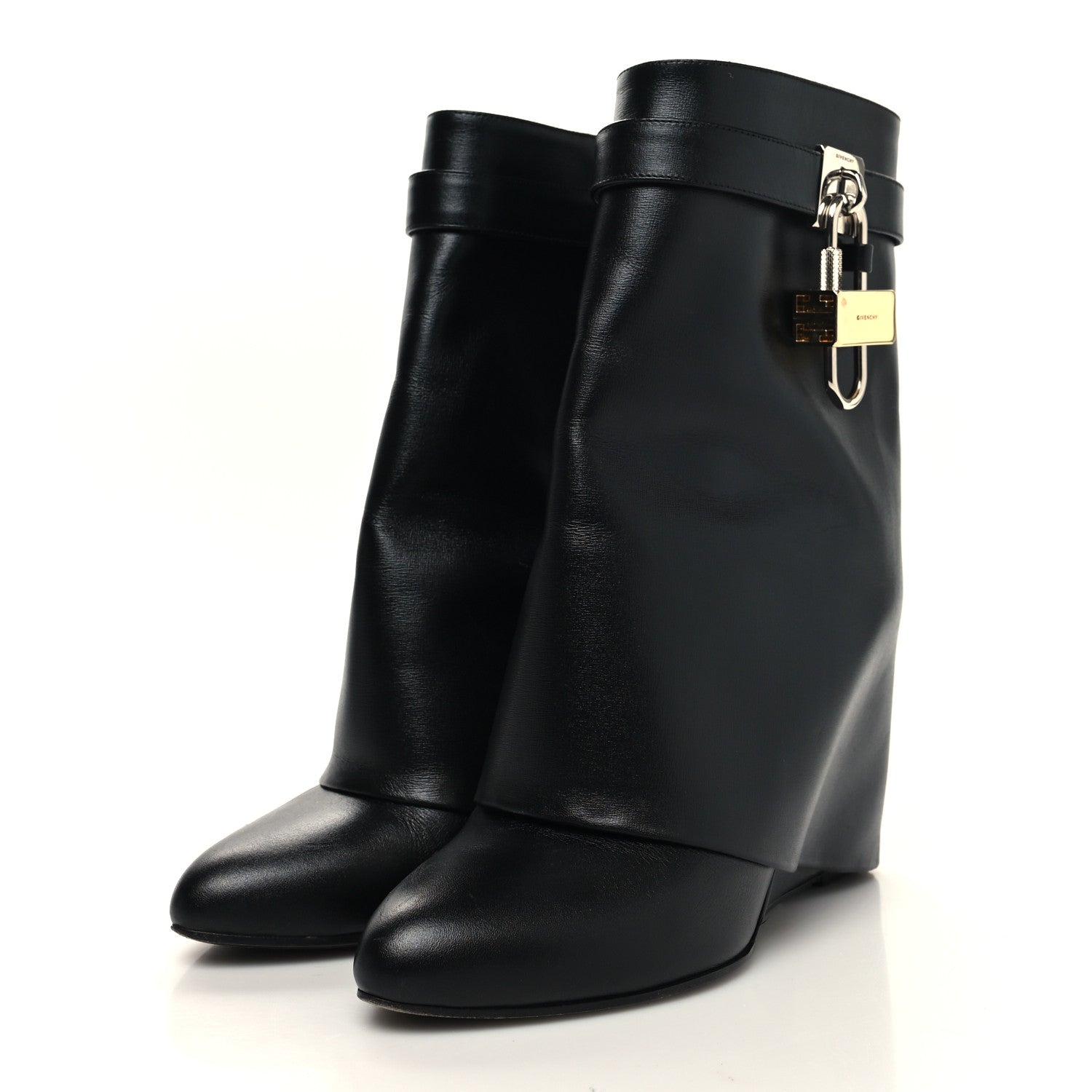 Givenchy Calfskin Shark Lock Ankle Boots 37.5 Black 3 of 11