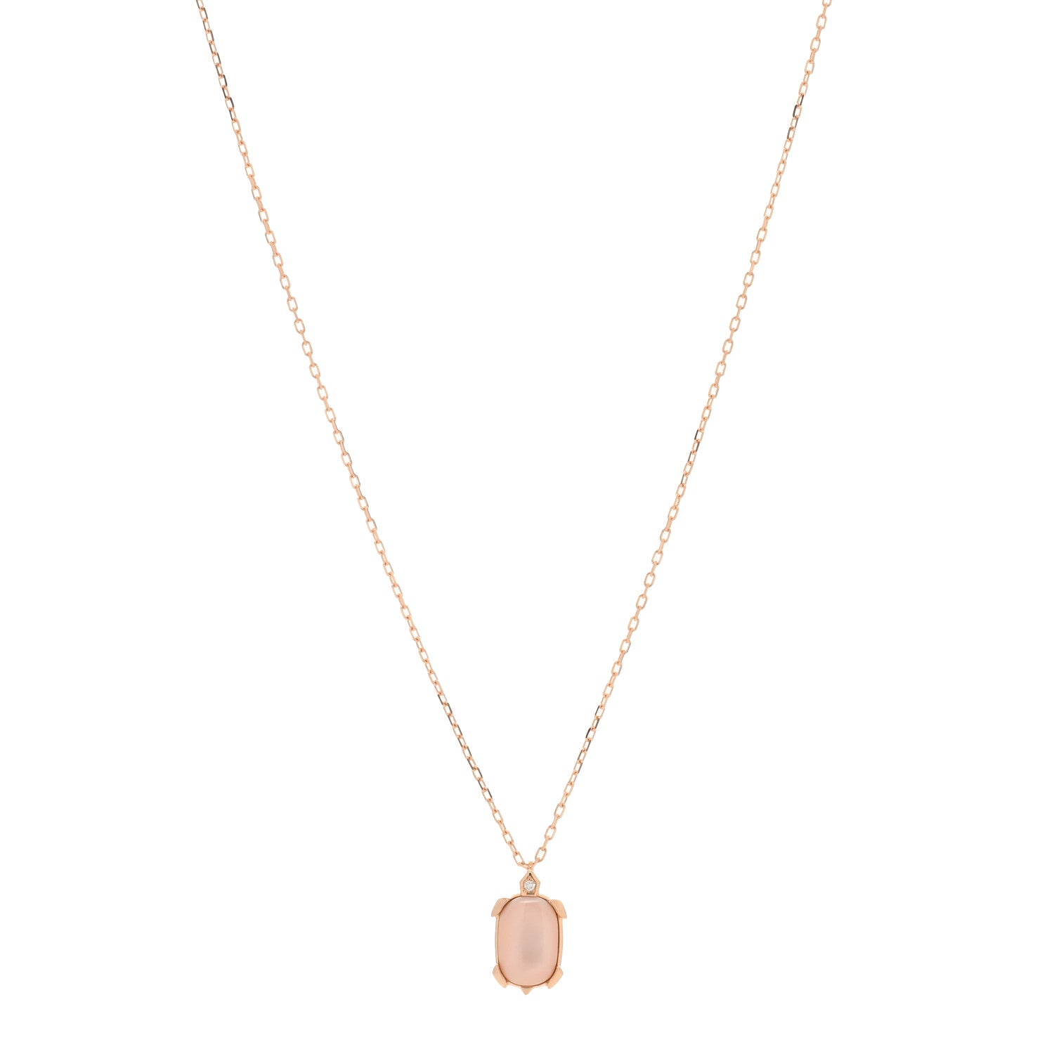 Cartier 18K Pink Gold Diamond Pink Mother Of Pearl Tortue Pendant Necklace 1 of 4