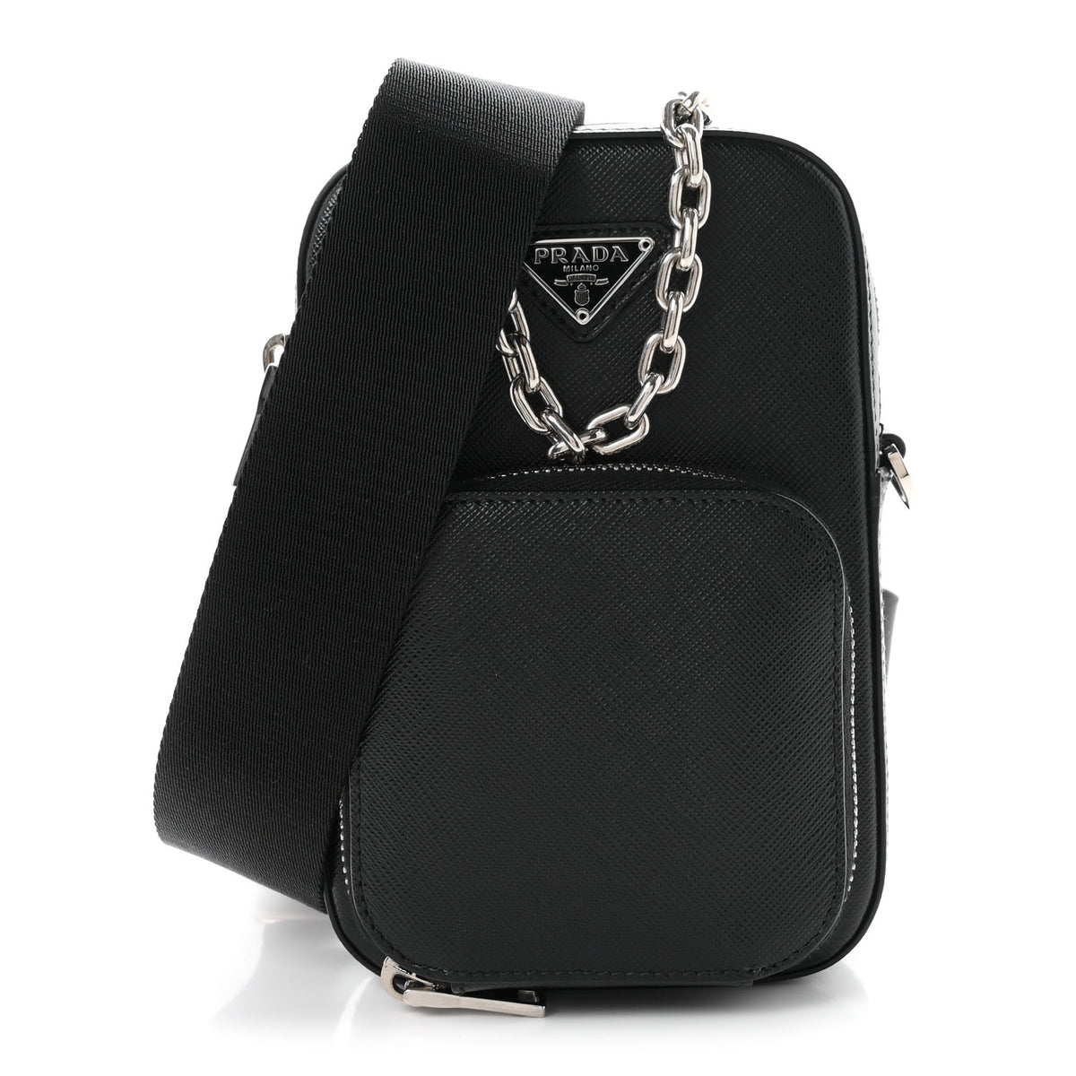 Prada Saffiano Phone Crossbody Pouch  Black 1 of 19
