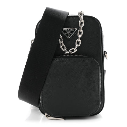 Prada Saffiano Phone Crossbody Pouch  Black 1 of 19