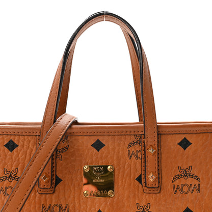 MCM Visetos Mini Anya Top Zip Shopper Tote Cognac 7 of 9