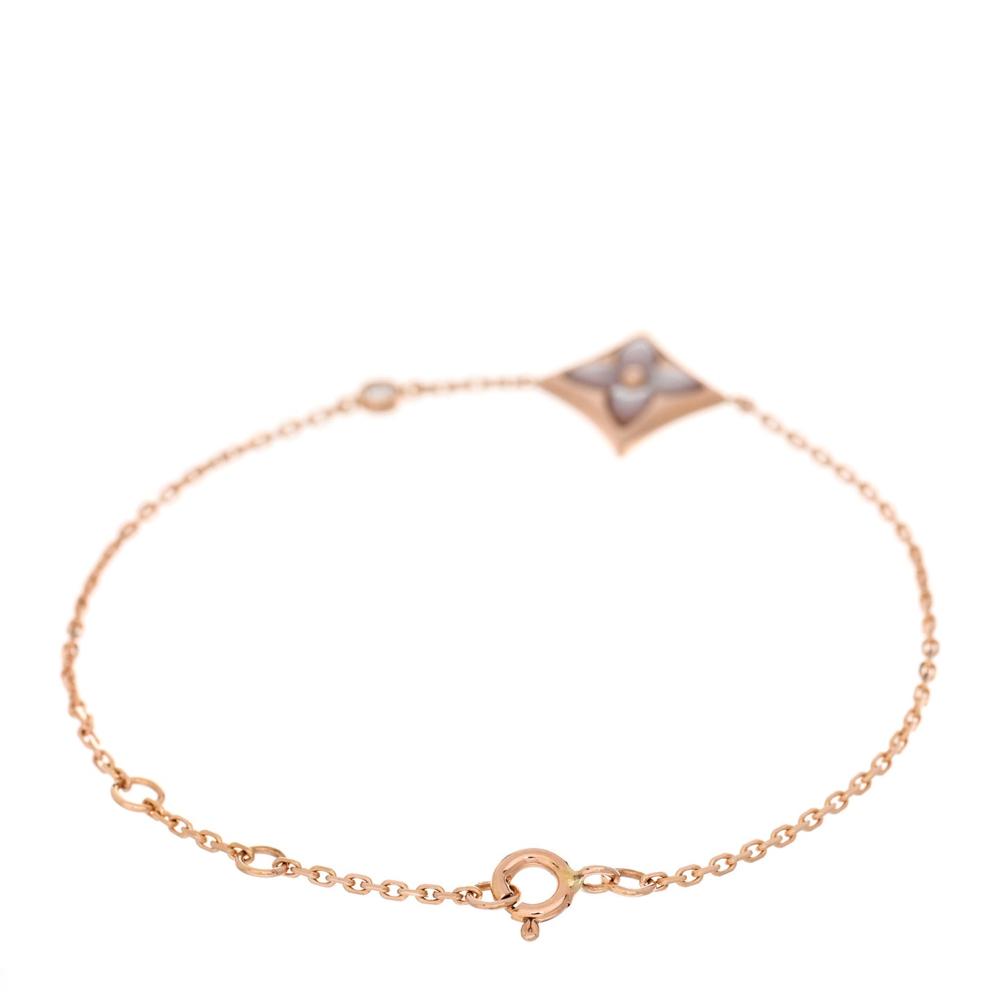 18K Pink Gold Diamond Pink Mother of Pearl Color Blossom BB Star Bracelet