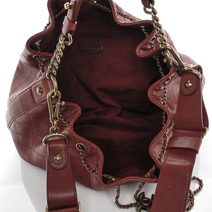 Chanel Calfskin Stitched Large Drawstring CC Bag Burgundy 5 of 7