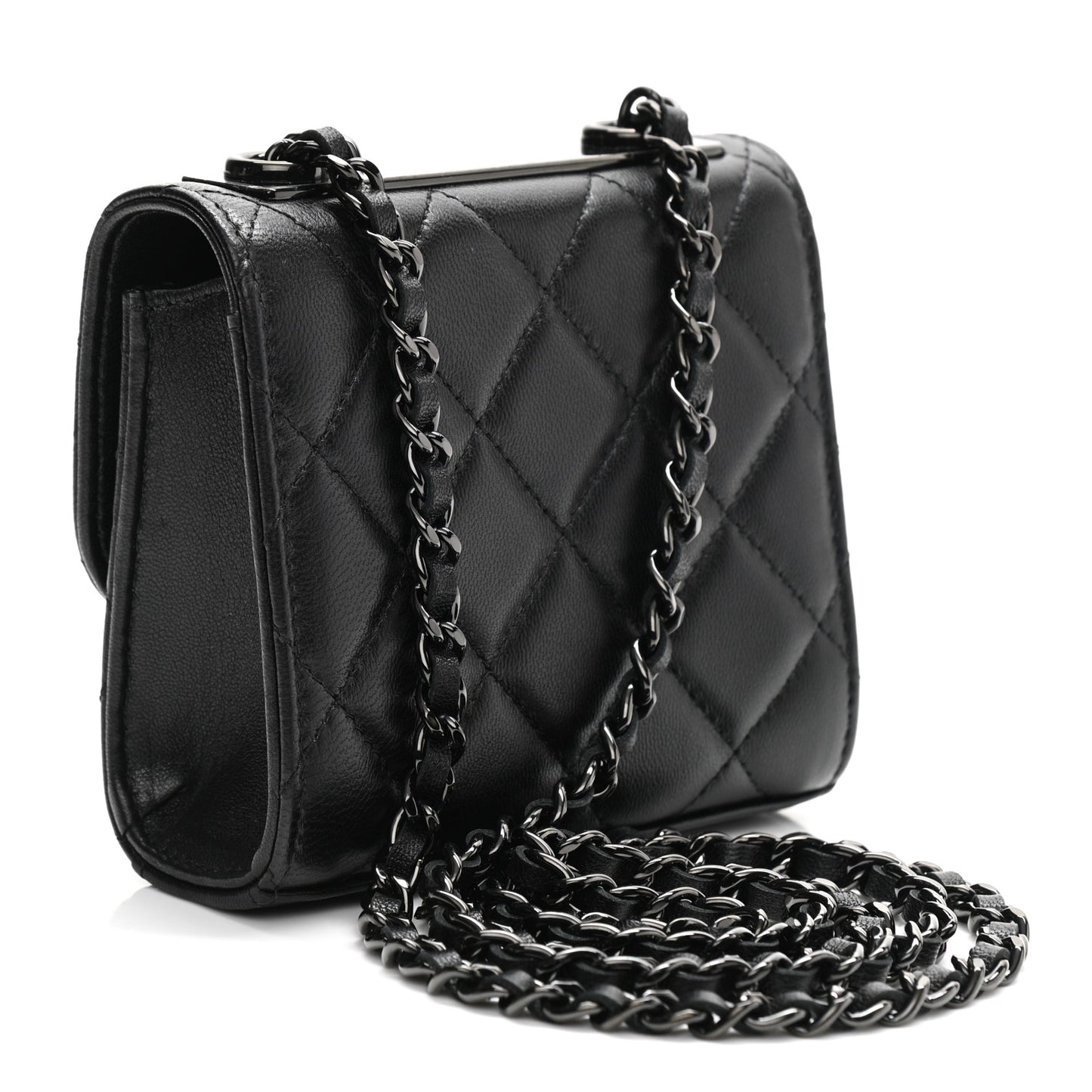 Lambskin Quilted Mini Trendy CC Chain Wallet So Black