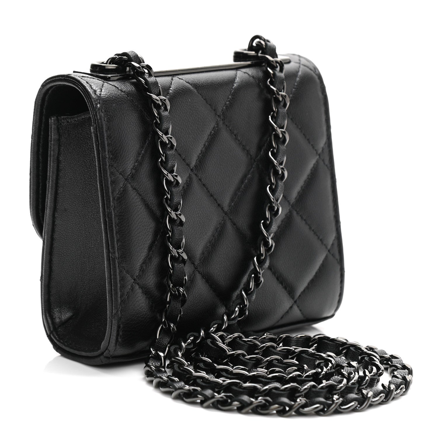Chanel Lambskin Quilted Mini Trendy CC Chain Wallet So Black 3 of 12