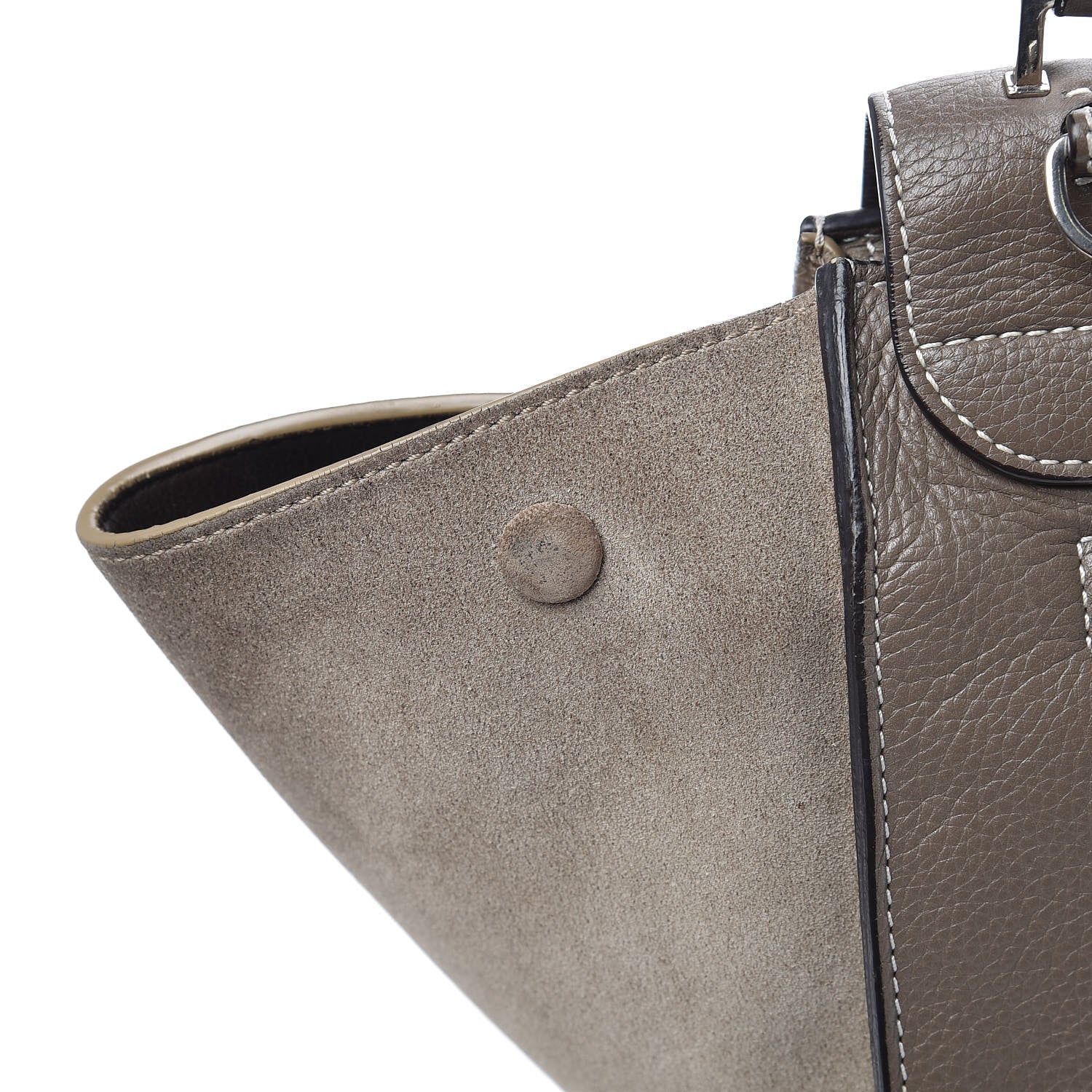 Celine Drummed Calfskin Suede Small Trapeze Souris 13 of 19