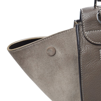 Celine Drummed Calfskin Suede Small Trapeze Souris 13 of 19