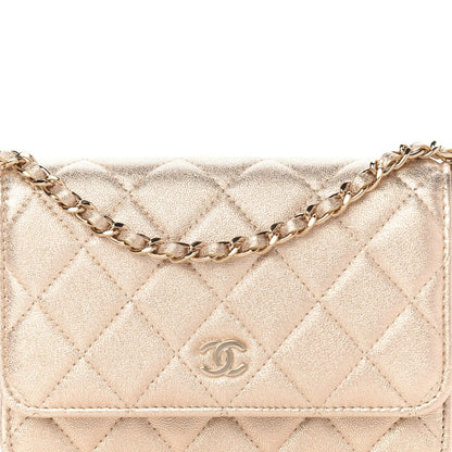 Chanel Metallic Lambskin Quilted Mini Wallet On Chain WOC Gold 10 of 11