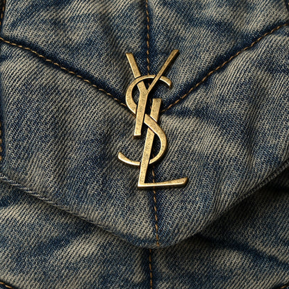 Saint Laurent Denim Quilted Small Loulou Puffer Monogram Chain Satchel Blue Cinnamon 7 of 9