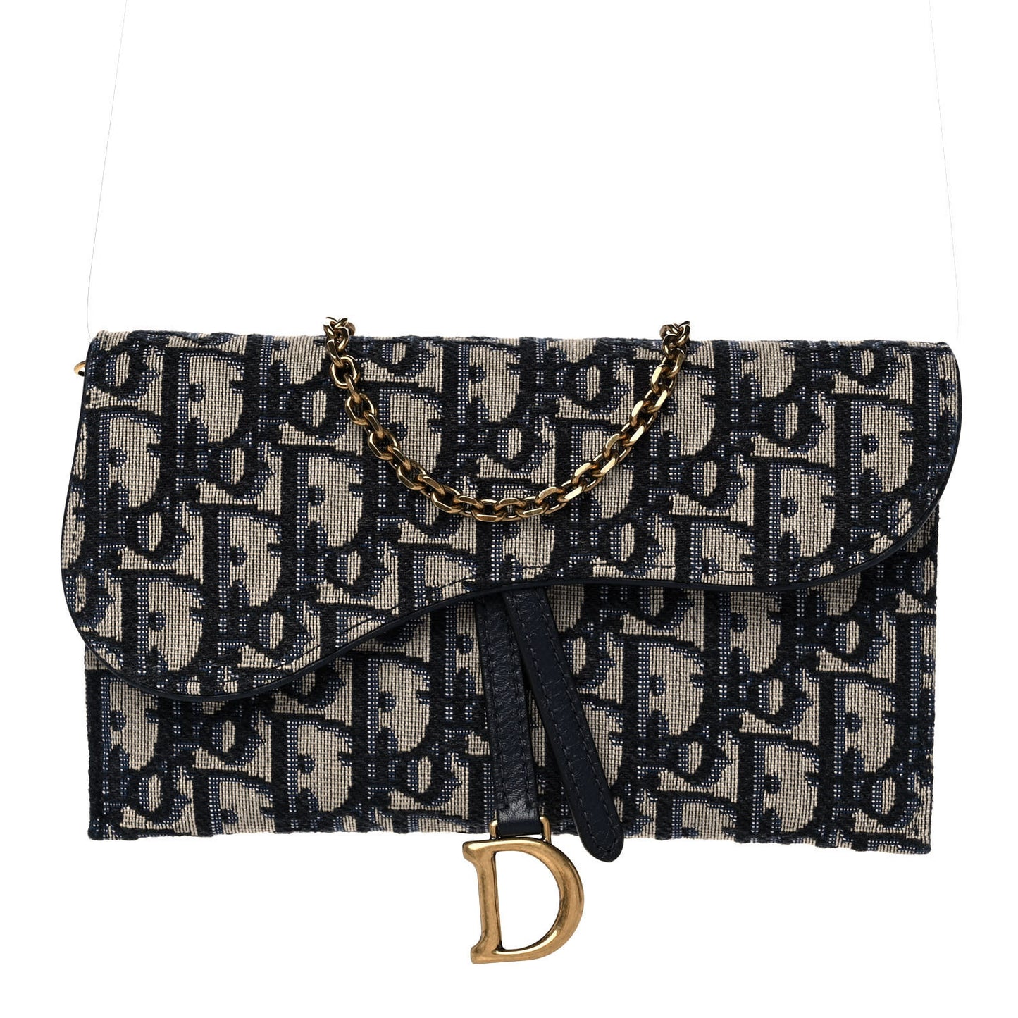 Oblique Saddle Chain Long Wallet Blue