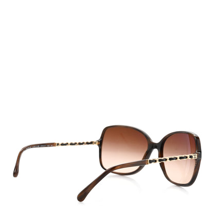 Chanel Acetate Metal Lambskin Chain Square Sunglasses 5210-Q Brown 4 of 8