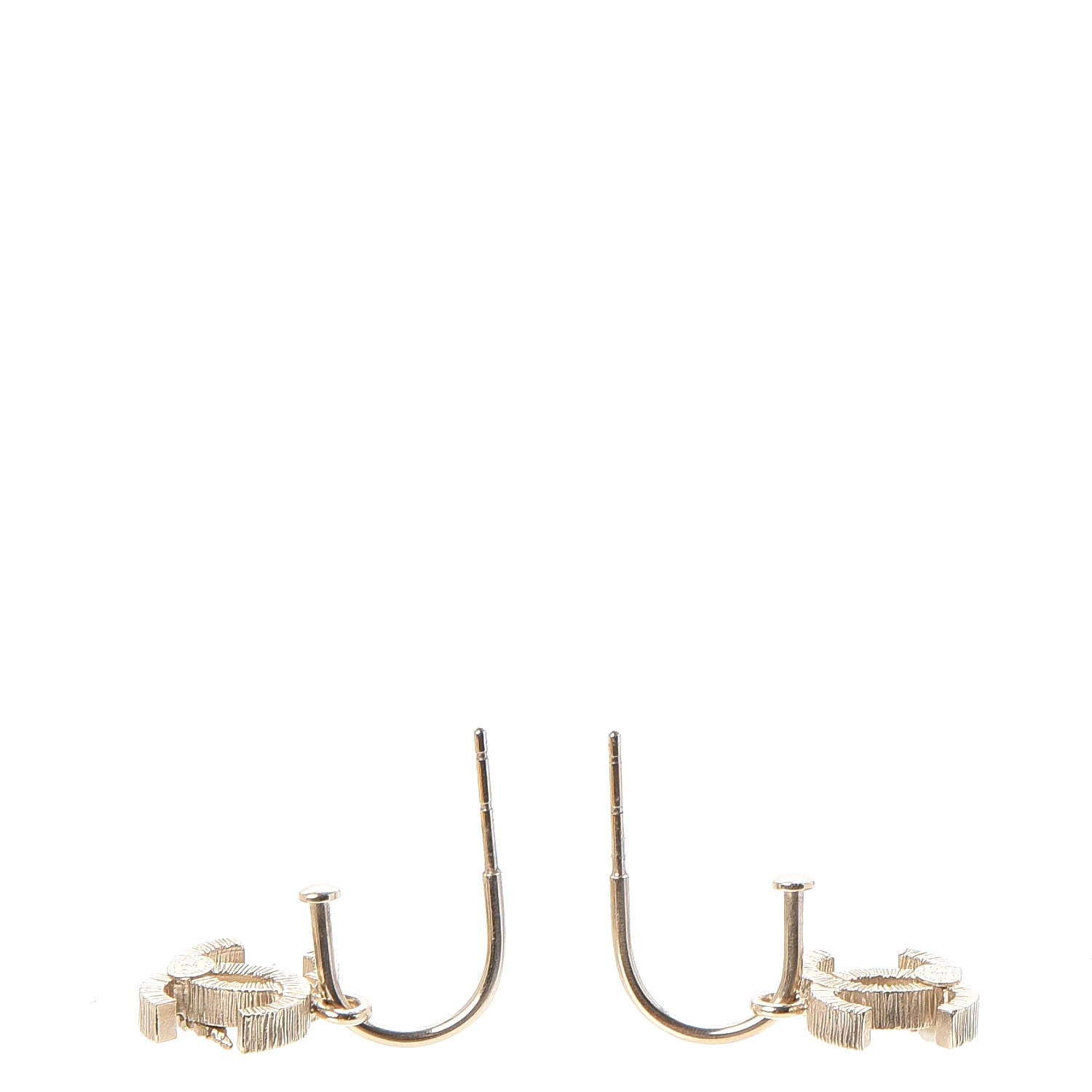 Chanel Crystal Pearl CC Drop Leaf Earrings Gold 3 of 6
