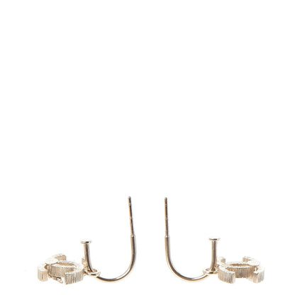 Chanel Crystal Pearl CC Drop Leaf Earrings Gold 3 of 6