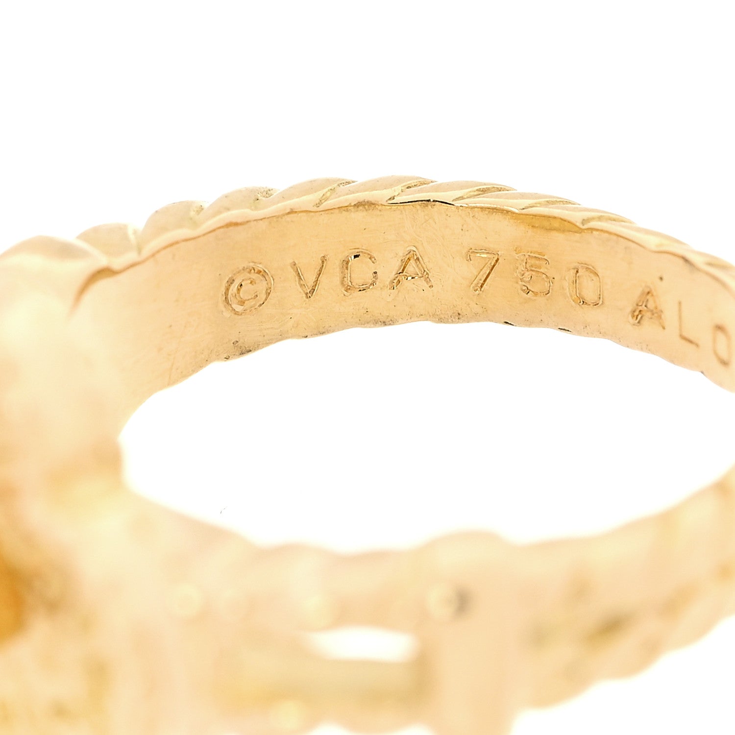 Van Cleef & Arpels 18K Yellow Gold Diamond Vintage Alhambra Ring 50 5.25 4 of 5