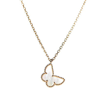 Van Cleef & Arpels 18K Yellow Gold Mother of Pearl Sweet Alhambra Butterfly Pendant Necklace 4 of 7