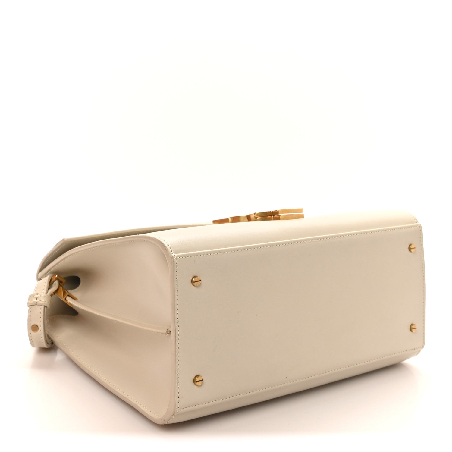 Saint Laurent Smooth Calfskin Medium Classic Monogram Cassandra Top Handle Crema Soft Rouge Legion 4 of 10