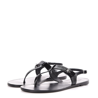Chanel Patent Goatskin CC Thong Sandals 40.5 Black 3 of 9