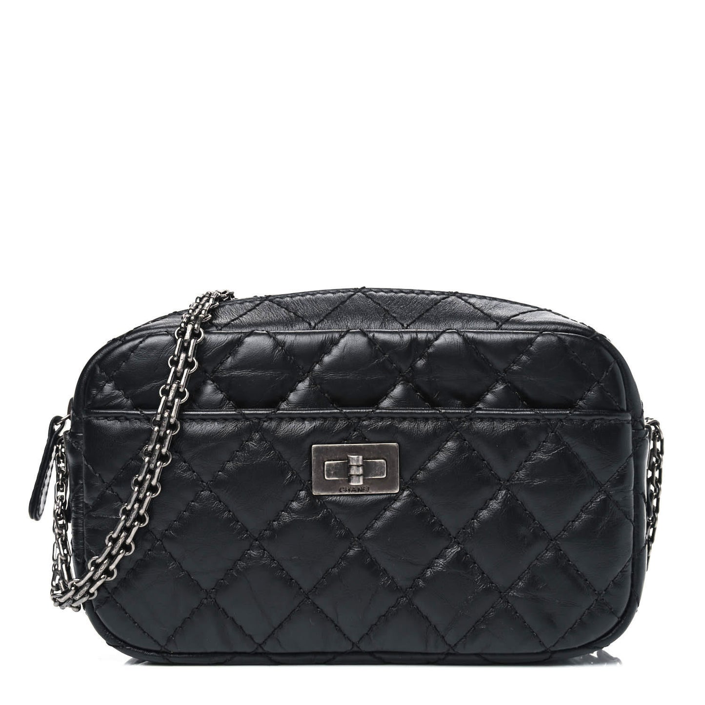 Aged Calfskin Quilted Mini Reissue Camera Case Black