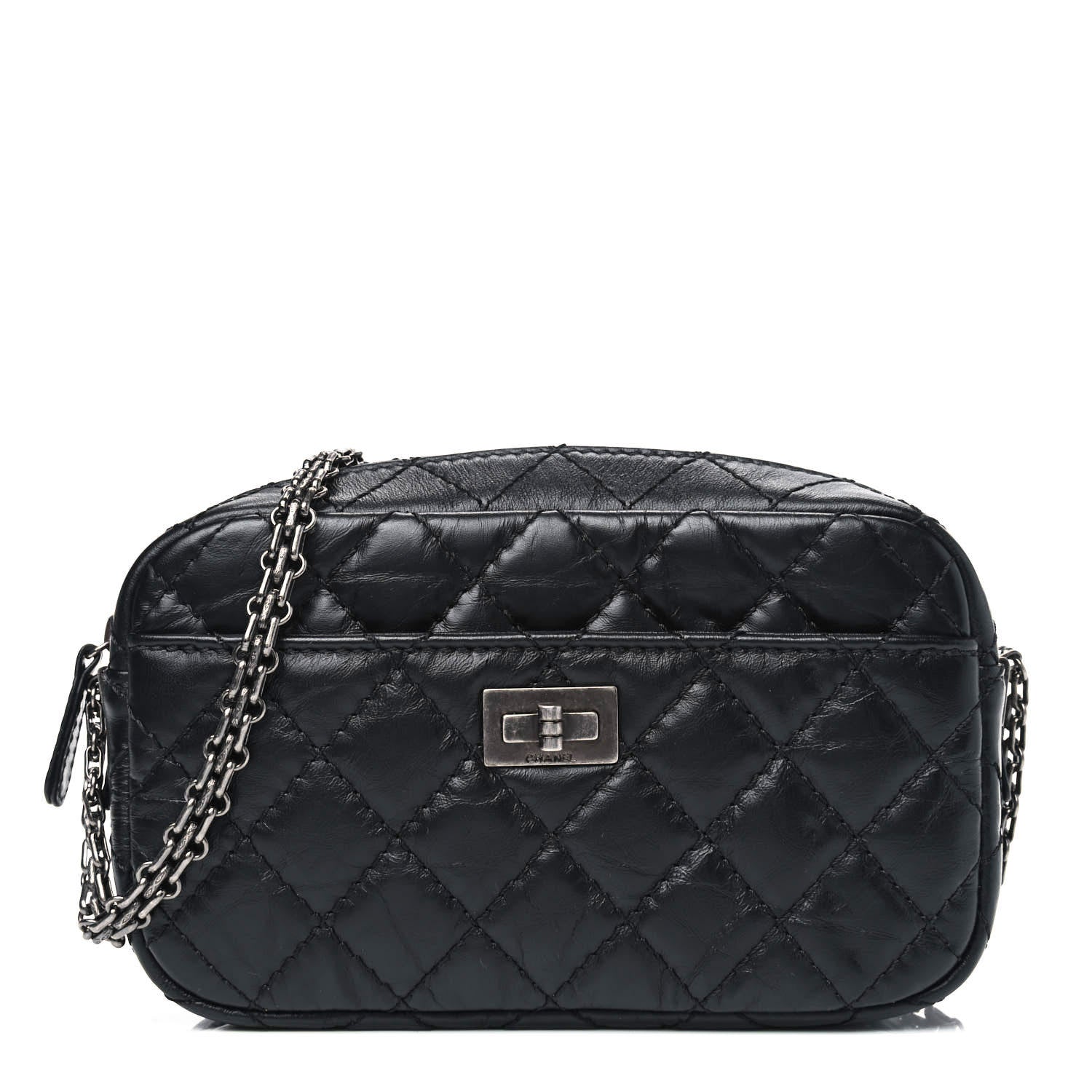 Chanel Aged Calfskin Quilted Mini Reissue Camera Case Black 1 of 5