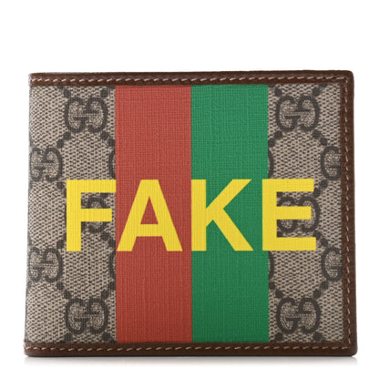 Gucci GG Supreme Monogram Azalea Calfskin Fake/Not Bi-Fold Wallet Beige Ebony Brown Sugar 1 of 6