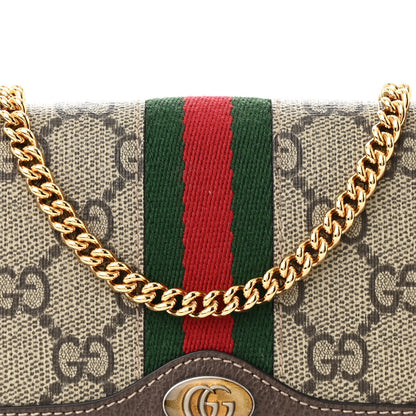 Gucci GG Supreme Monogram Web Ophidia Wallet On Chain Brown 9 of 12