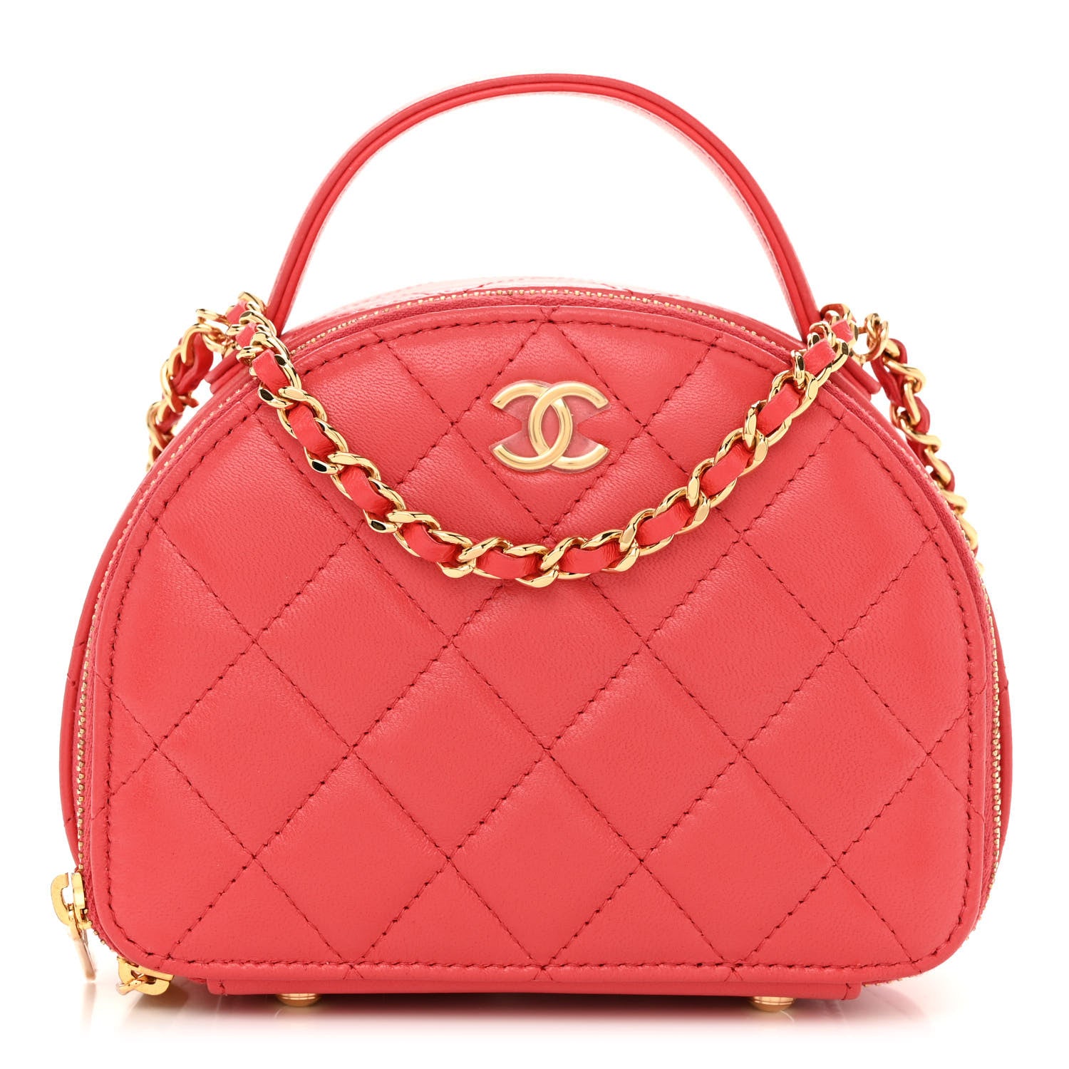 Chanel Lambskin Quilted Small Chic Riviera Top Handle Vanity Case Red 1 of 10