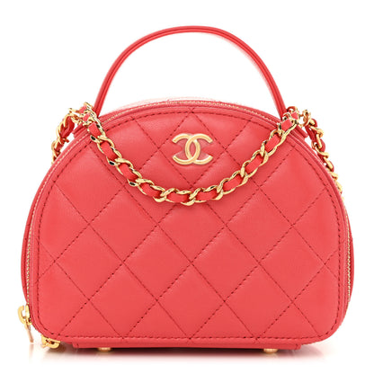 Chanel Lambskin Quilted Small Chic Riviera Top Handle Vanity Case Red 1 of 10