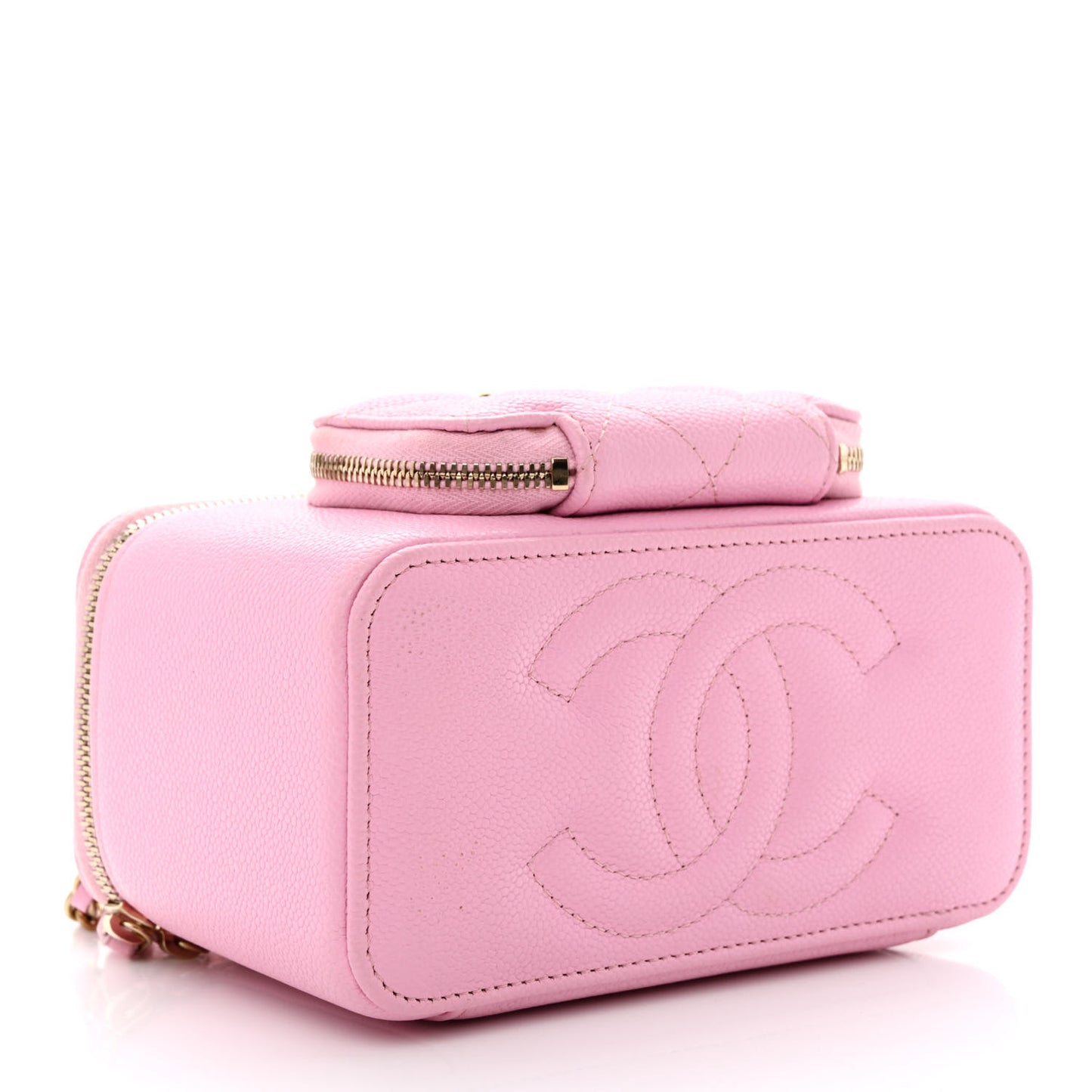 Caviar Quilted Top Handle Pocket Vanity Case Lilac