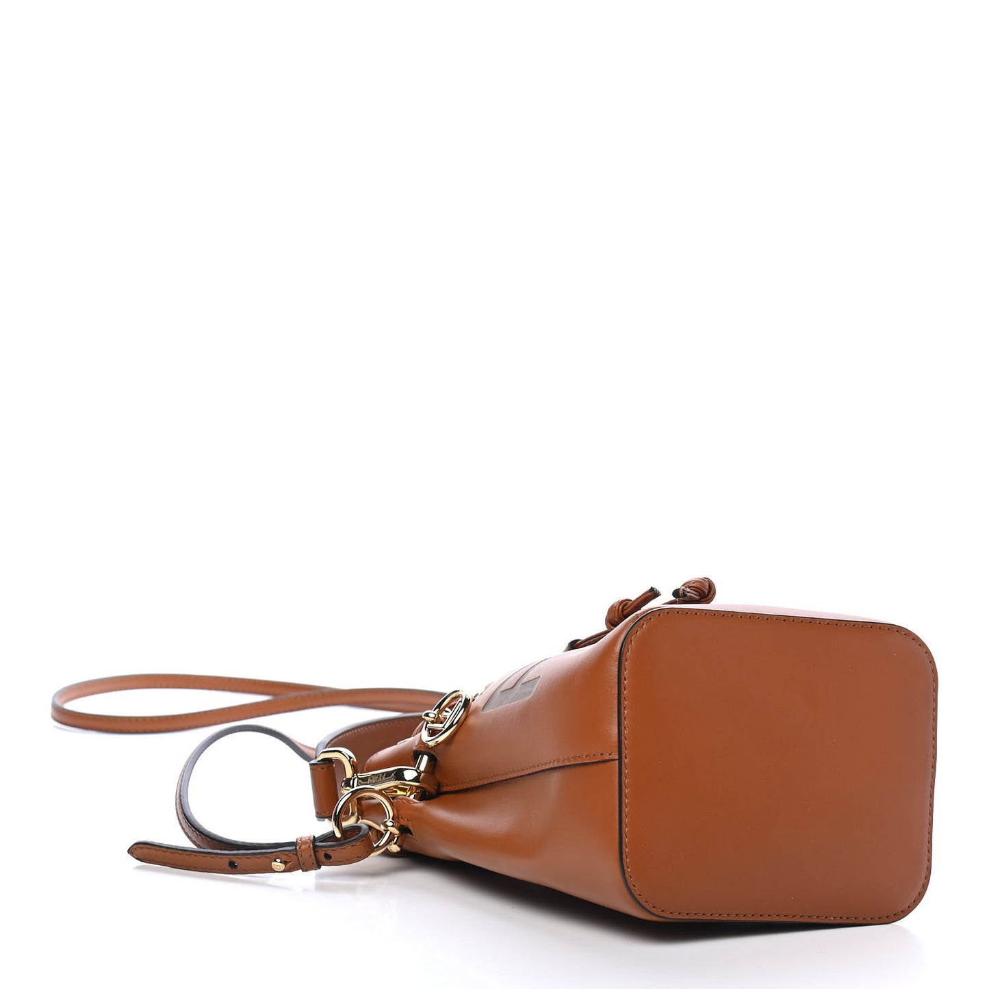 Vitello King F is Fendi Logo Embossed Mini Mon Tresor Bucket Bag Cuoio
