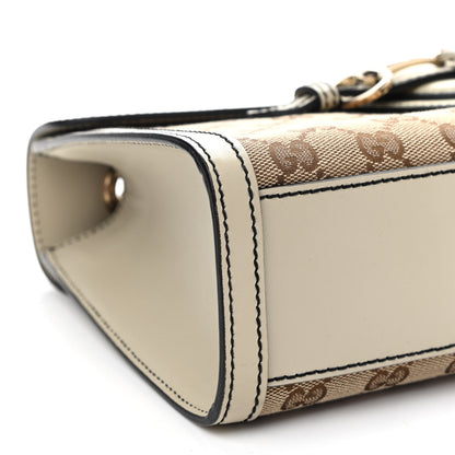 Gucci Monogram Margaux Calfskin Medium Emily Chain Shoulder Bag Beige Ebony Mystic White 9 of 10
