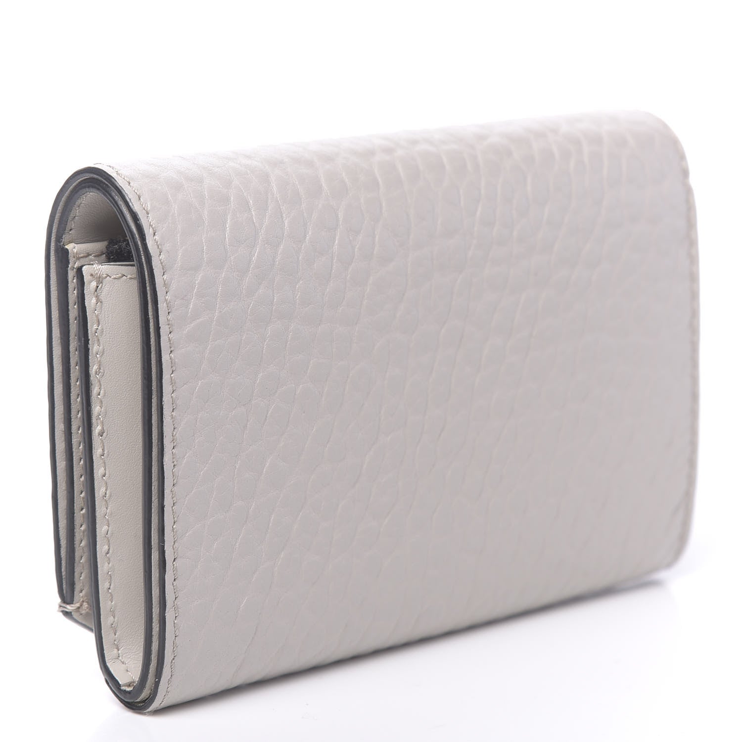 Burberry Signature Grain Calfskin Compact Wallet Stone White 3 of 9