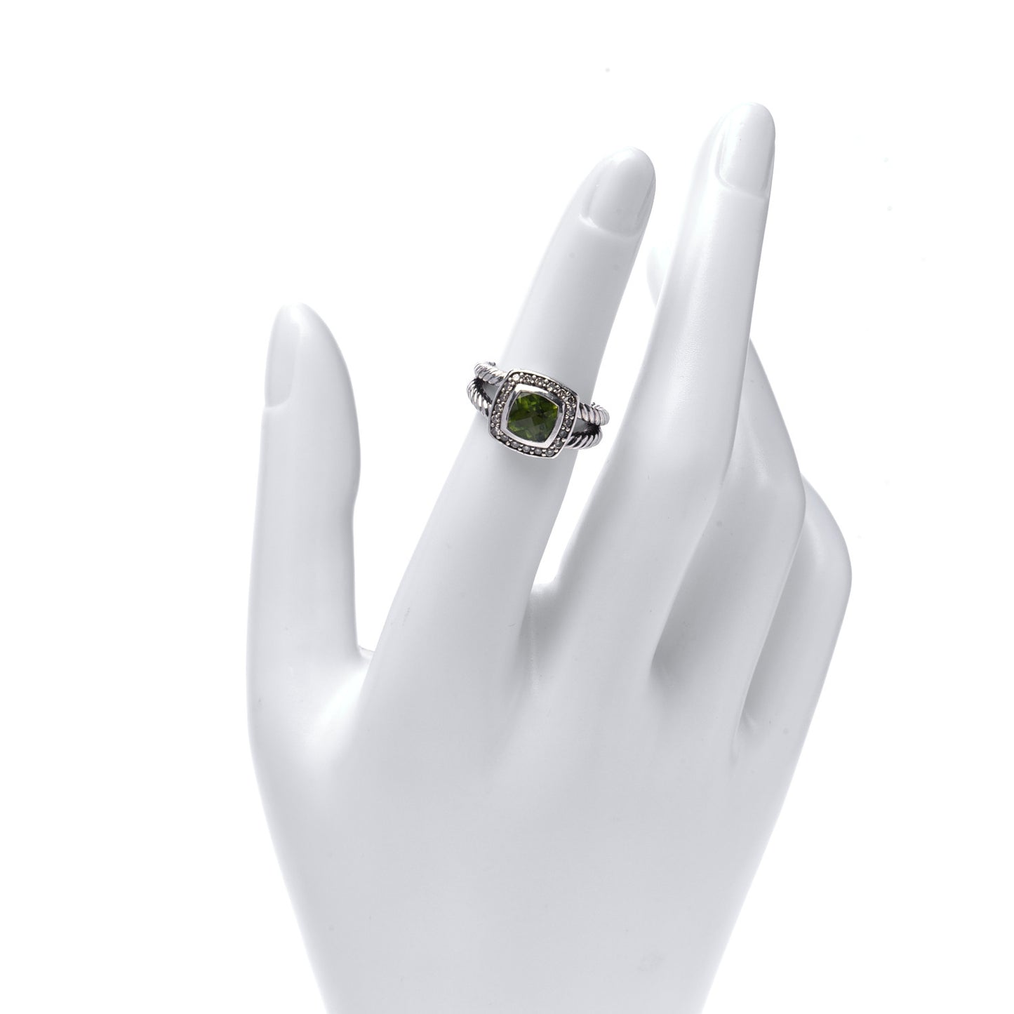 Sterling Silver Diamond Peridot 7mm Petite Albion Ring 49 5