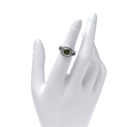 David Yurman Sterling Silver Diamond Peridot 7mm Petite Albion Ring 49 5 2 of 6